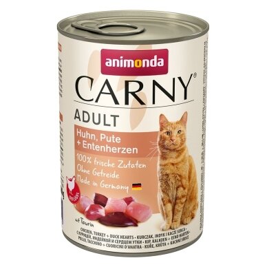 ANIMONDA Carny Adult Chicken, Turkey, Duck Hearts – Wet Cat Food, 400 g ANIMONDA Carny Adult Chicken, Turkey, Duck Hearts – Wet Cat Food, 400 g