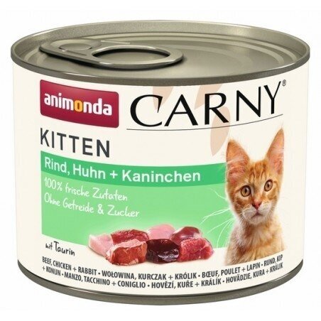 animonda Carny jautienos, vištienos ir triušio mėsa 200 g animonda Carny jautienos, vištienos ir triušio mėsa 200 g