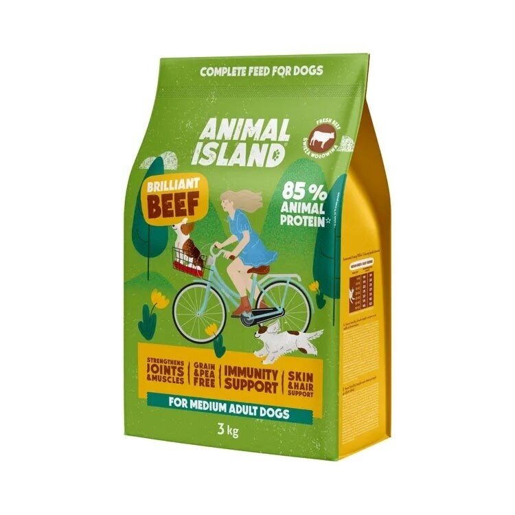 ANIMAL ISLAND Brilliant jautienos sausas šunų ėdalas 3 kg 1