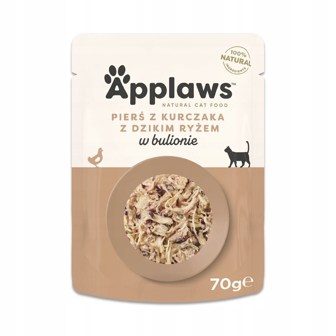 APPLAWS Vištienos krūtinėlė su laukiniais ryžiais sultinyje - šlapias kačių ėdalas - 70 g