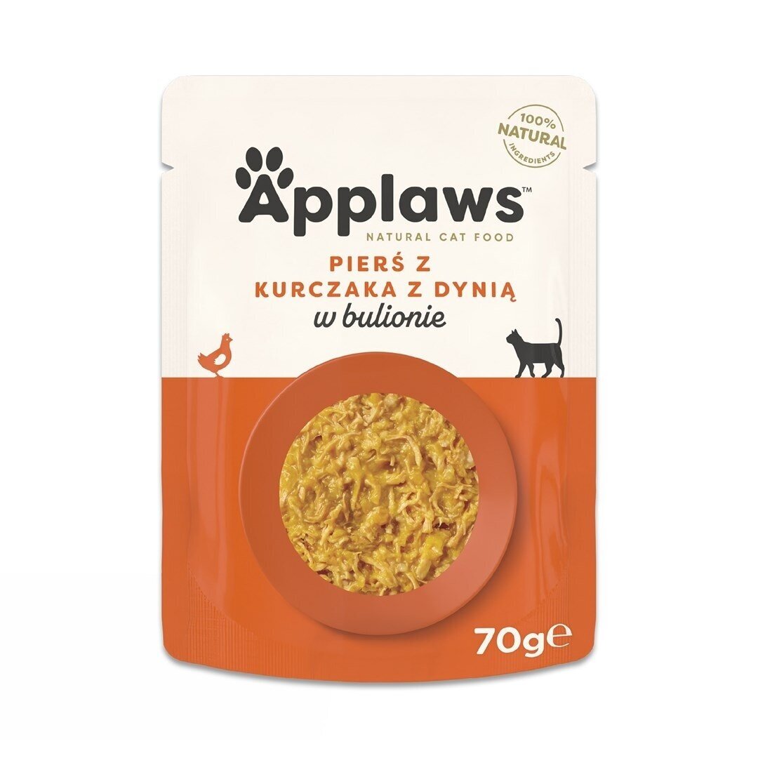 APPLAWS Vištienos krūtinėlė su moliūgais sultinyje - šlapias kačių ėdalas - 70 g APPLAWS Vištienos krūtinėlė su moliūgais sultinyje - šlapias kačių ėdalas - 70 g