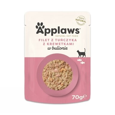 APPLAWS tuno filė su krevetėmis sultinyje - šlapias kačių ėdalas - 70 g