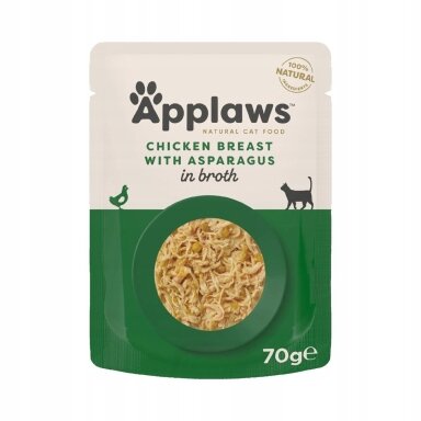 APPLAWS Vištienos filė su šparagais sultinyje - šlapias kačių ėdalas - 70 g
