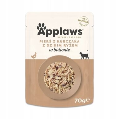 APPLAWS Vištienos krūtinėlė su laukiniais ryžiais sultinyje - šlapias kačių ėdalas - 70 g