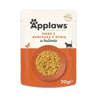 APPLAWS Vištienos krūtinėlė su moliūgais sultinyje - šlapias kačių ėdalas - 70 g