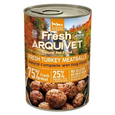 ARQUIVET švieži kalakutienos kukuliai - šlapias šunų ėdalas - 400 g