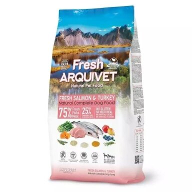 ARQUIVET šviežia lašiša su kalakutiena - pusiau drėgnas šunų ėdalas - 2,5 kg