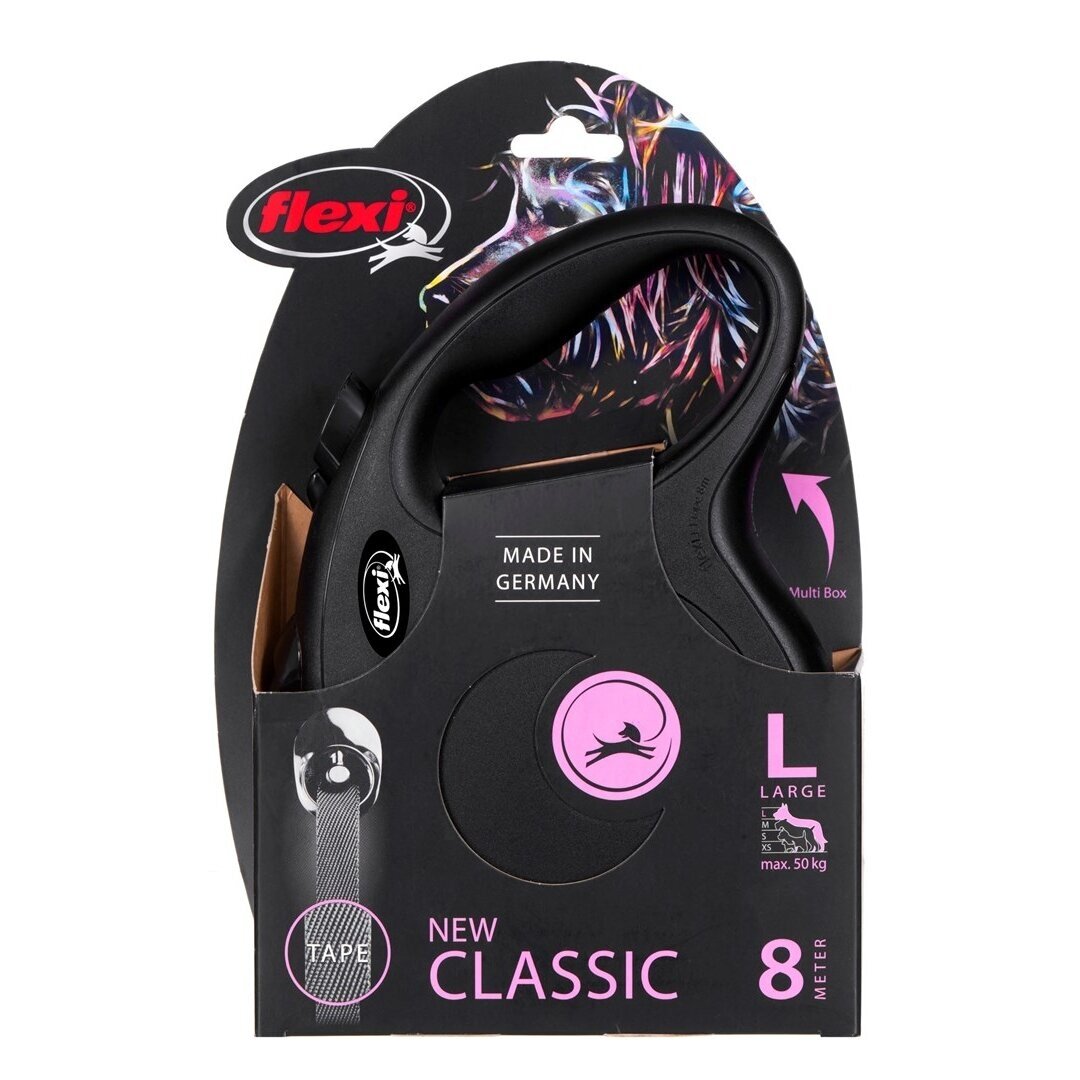 Automatinis pavadėlis šunims Flexi New Classic L, 8 m, juodas 5