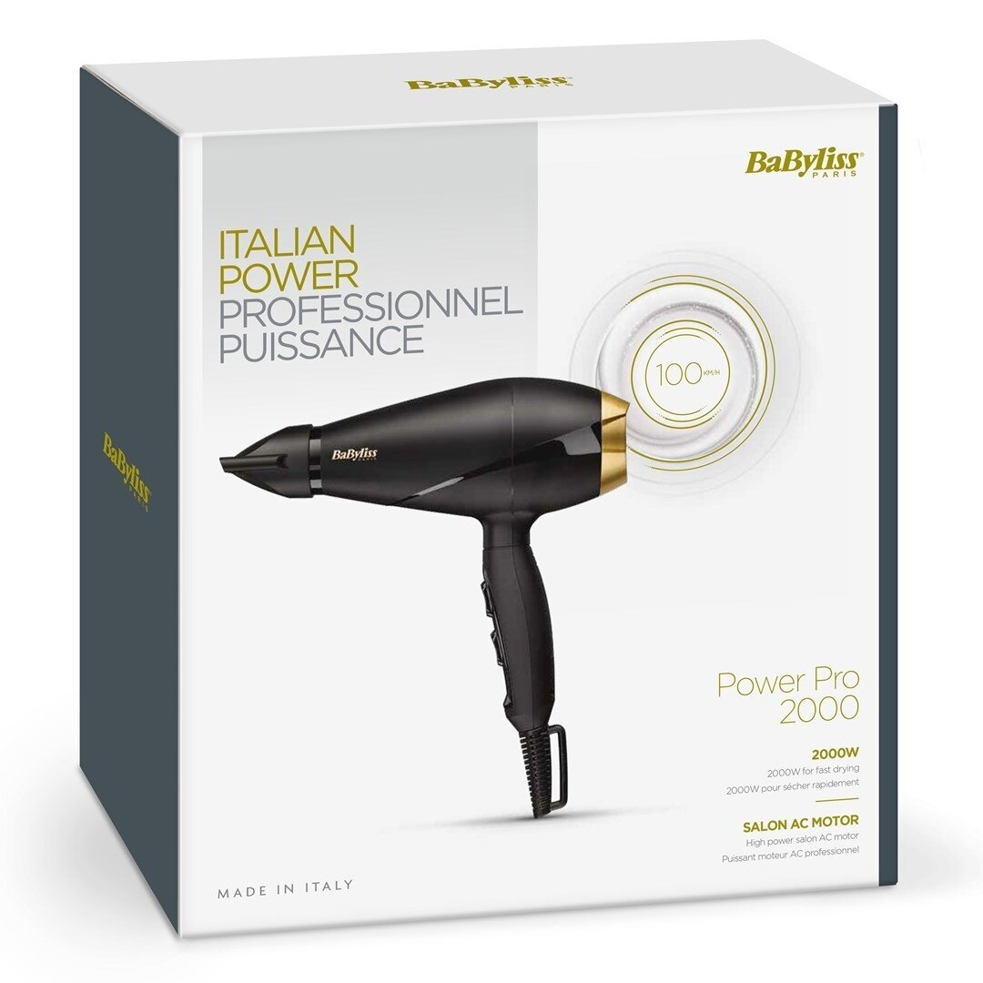 Plaukų džiovintuvas BaByliss 6704E, 2000 W, juodas/auksinis, profesionalus AC variklis 1 Plaukų džiovintuvas BaByliss 6704E, 2000 W, juodas/auksinis, profesionalus AC variklis 1