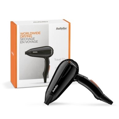 Kelioninis plaukų džiovintuvas BaByliss 5344E Travel Dry 2000, 2000 W, juodas 3 Kelioninis plaukų džiovintuvas BaByliss 5344E Travel Dry 2000, 2000 W, juodas 3