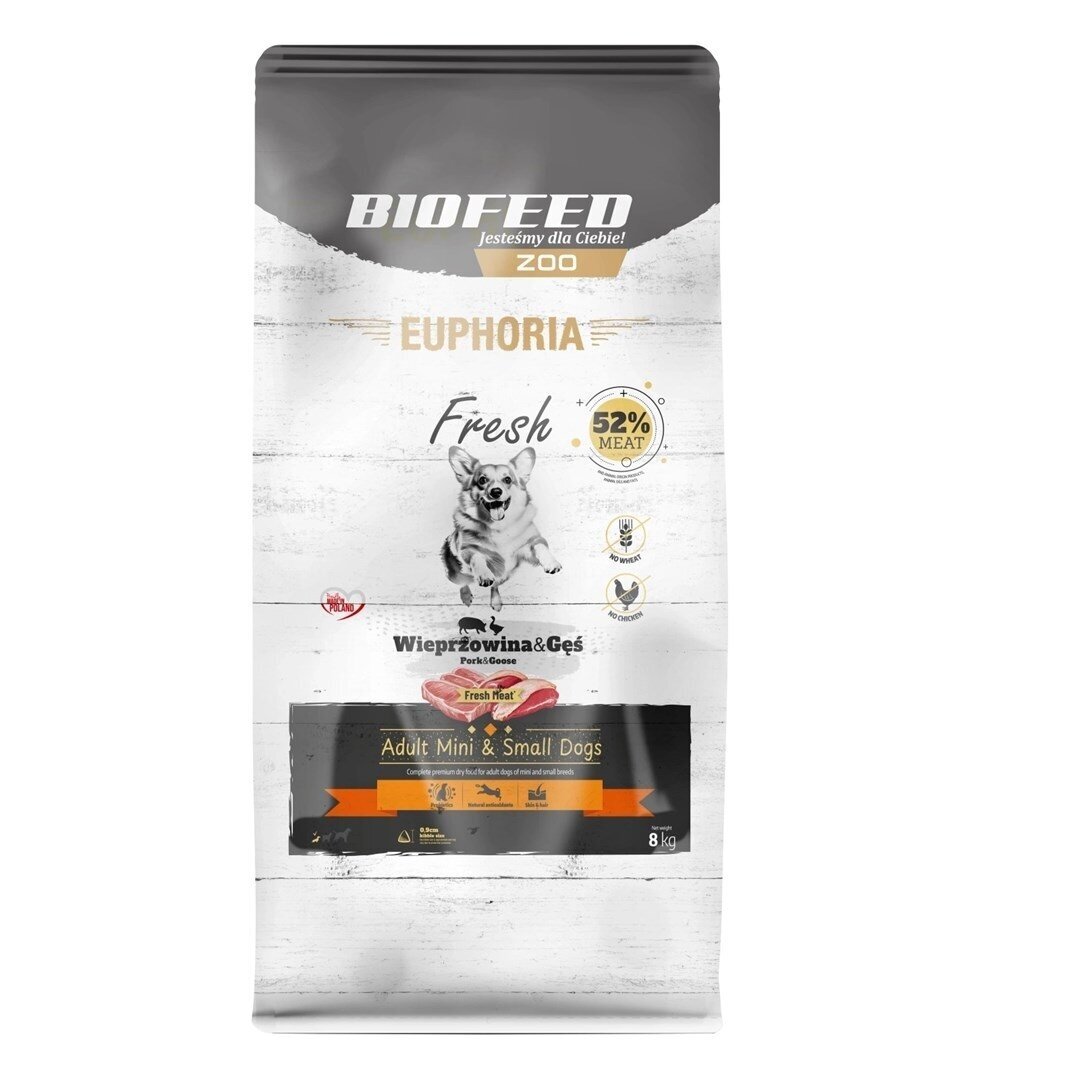 BIOFEED Euphoria Fresh Adult Mini & Small Pork with Goat - sausas šunų ėdalas - 8 kg