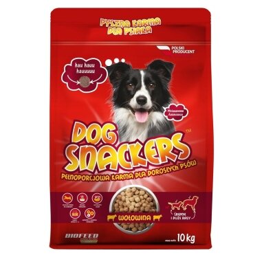 BIOFEED Dog Snackers suaugusių vidutinio dydžio ir didelių dydžių jautienos sausas šunų ėdalas - 10 kg