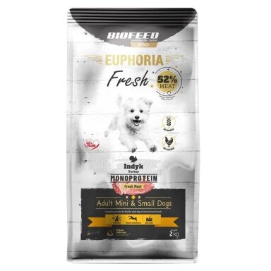 BIOFEED Euphoria Fresh Adult Mini & Small Monoprotein Turkey - sausas šunų ėdalas - 2 kg