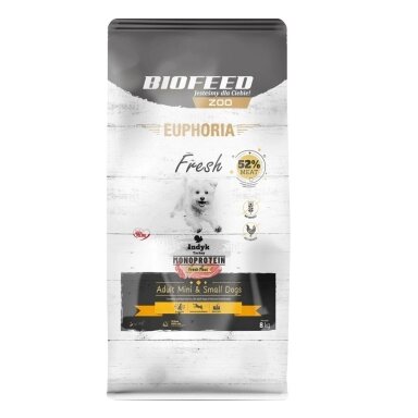 BIOFEED Euphoria Fresh Adult Mini & Small Monoprotein Turkey - sausas šunų ėdalas - 8 kg
