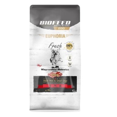 BIOFEED Euphoria Fresh Adult Mini & Small Pork with jautiena - sausas šunų ėdalas - 8 kg