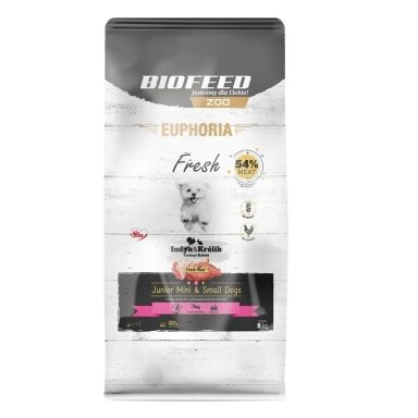 BIOFEED Euphoria Fresh Junior Mini & Small Monoprotein Turkey - sausas šunų ėdalas - 8 kg