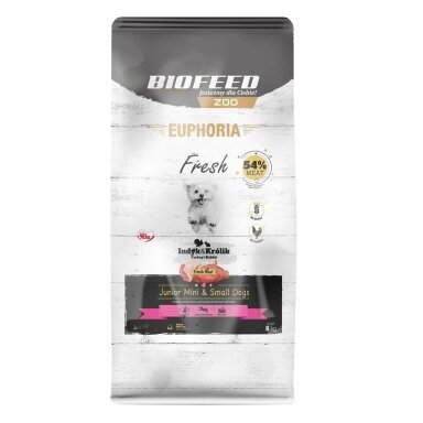 BIOFEED Euphoria Fresh Junior Mini & Small Turkey su triušiena - sausas šunų ėdalas - 8 kg