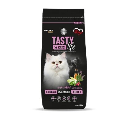 BIOFEED Tasty Cats Life Hairball Rabbit - sausas kačių ėdalas - 1,5 kg