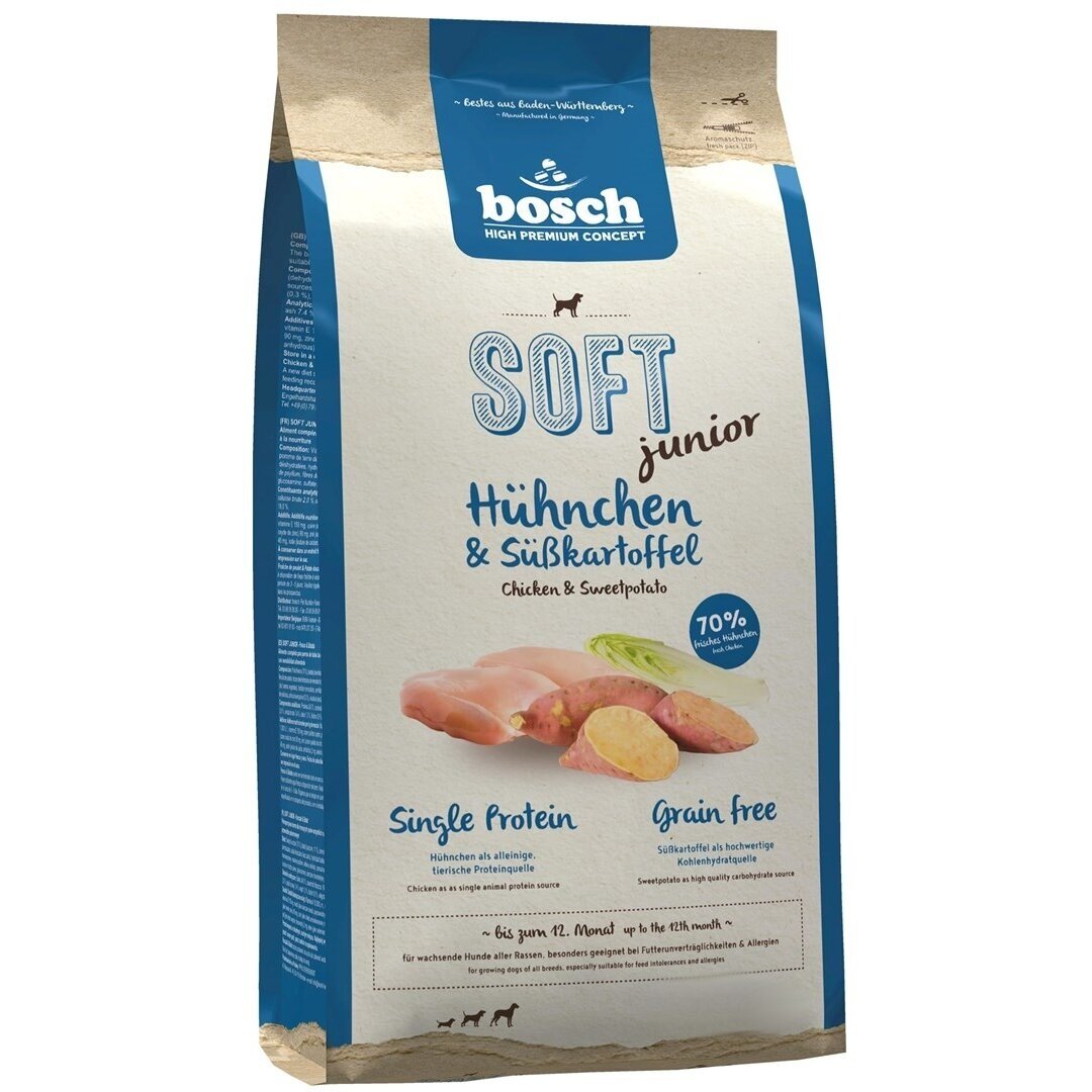 BOSCH Soft Junior vištienos ir saldžiųjų bulvių sausas šunų ėdalas, 12,5 kg