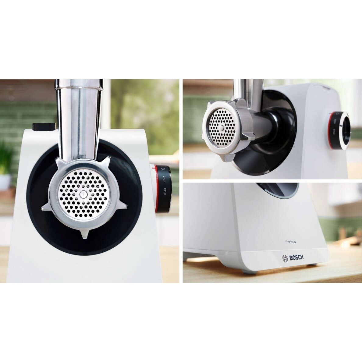 Bosch Serie 4 MFWS420W elektrinė mėsmalė, 1900 W, balta/juoda 10 Bosch Serie 4 MFWS420W elektrinė mėsmalė, 1900 W, balta/juoda 10