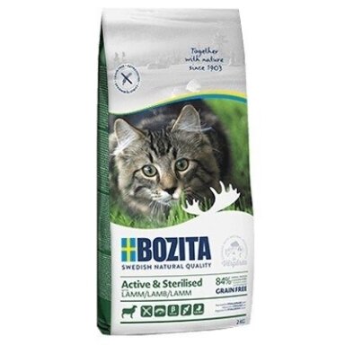 Bozita Active & Sterilised sausas kačių maistas su ėriena, 2 kg, be grūdų
