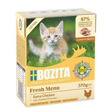BOZITA Fresh Menu kačiukų ėdalo gabaliukai padaže - šlapias kačių ėdalas - 370 g