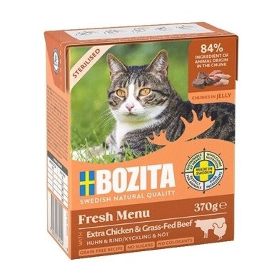 BOZITA Fresh Menu sterilizuotas kačių ėdalas su vištiena ir jautiena, 370 g