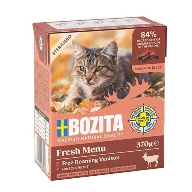 BOZITA Fresh Menu sterilizuotos elnienos šlapias kačių ėdalas, 370 g