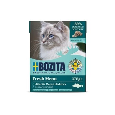 BOZITA Jūrinė lydeka drebučiuose – šlapias kačių ėdalas – 370 g