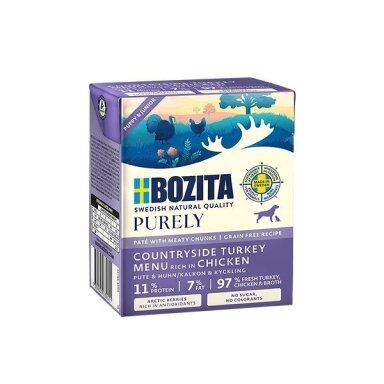 BOZITA Purely Paté Duoprotein Junior vištienos ir kalakutienos šlapias šunų ėdalas - 370 g