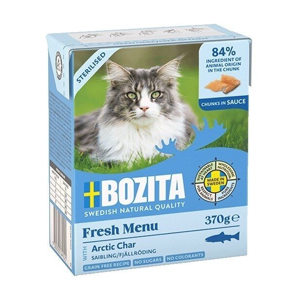 BOZITA Fresh Menu sterilizuotų arktinių palijų šlapias kačių ėdalas, 370 g BOZITA Fresh Menu sterilizuotų arktinių palijų šlapias kačių ėdalas, 370 g