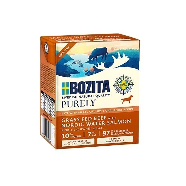 BOZITA Purely Paté Duoprotein jautienos ir lašišos šlapias šunų ėdalas, 370 g BOZITA Purely Paté Duoprotein jautienos ir lašišos šlapias šunų ėdalas, 370 g