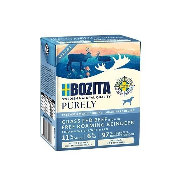 BOZITA Šlapias šunų ėdalas „Purely Paté Duoprotein“ jautienos ir elnienos ėdalui, 370 g BOZITA Šlapias šunų ėdalas „Purely Paté Duoprotein“ jautienos ir elnienos ėdalui, 370 g