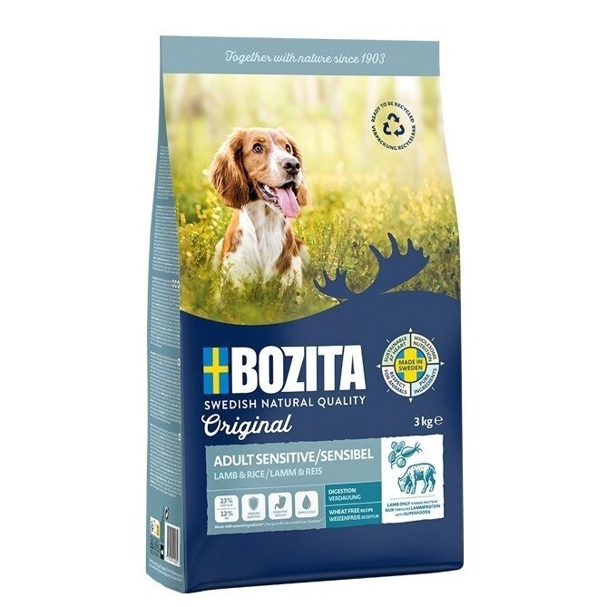 BOZITA Original Sensitive Digestion ėriena ir ryžiai – sausas šunų ėdalas – 3 kg BOZITA Original Sensitive Digestion ėriena ir ryžiai – sausas šunų ėdalas – 3 kg