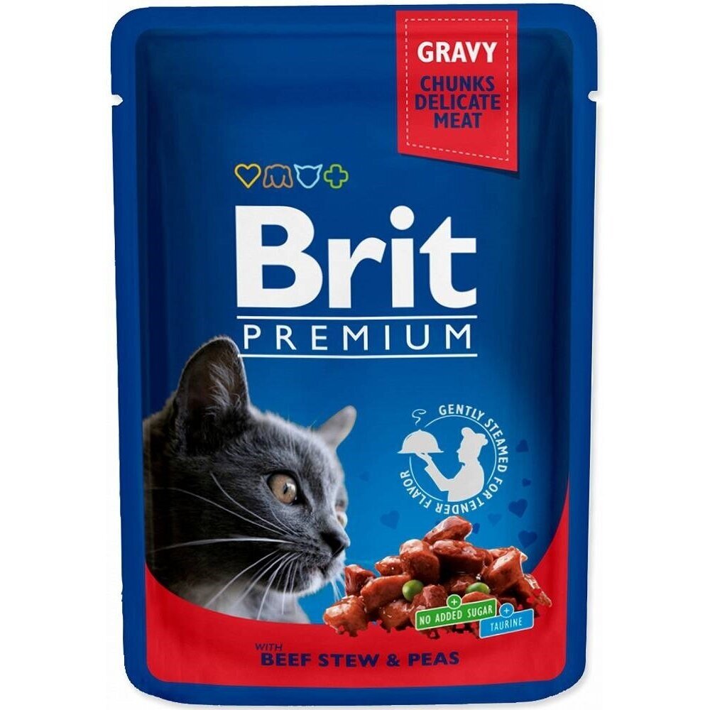 BRIT Premium Cat jautienos troškinys su žirneliais - šlapias kačių ėdalas - 100 g