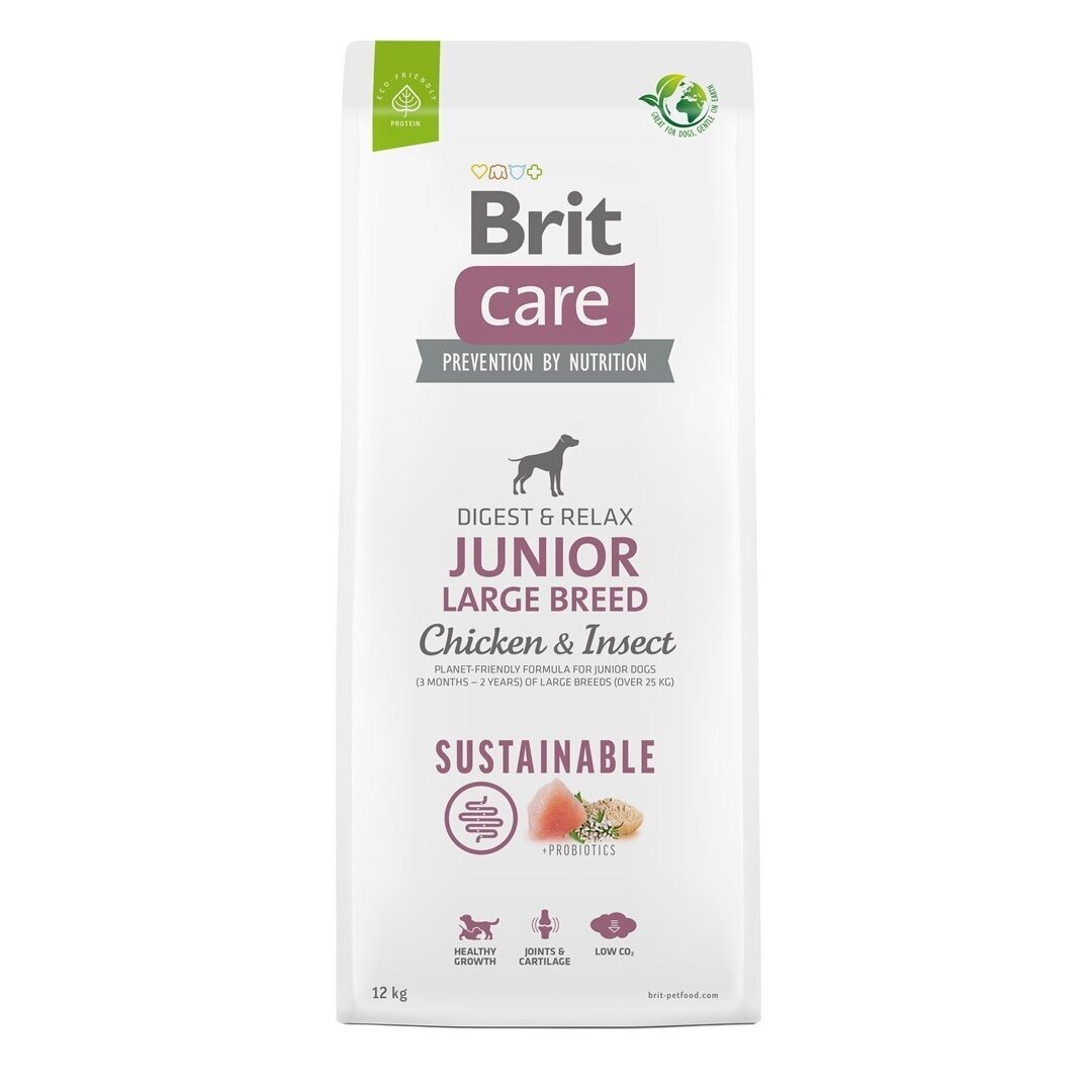 BRIT Care Dog Sustainable Junior Large Breed Chicken & Insect - sausas šunų ėdalas - 12 kg
