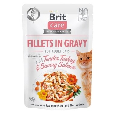BRIT Care filė padaže kalakutienos ir lašišos - šlapias kačių ėdalas - 85 g