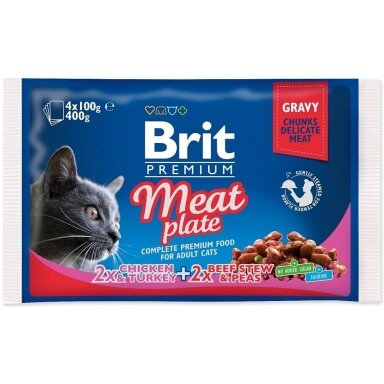 BRIT Premium Cat Meat Plate - šlapias kačių ėdalas - 4 x 100 g