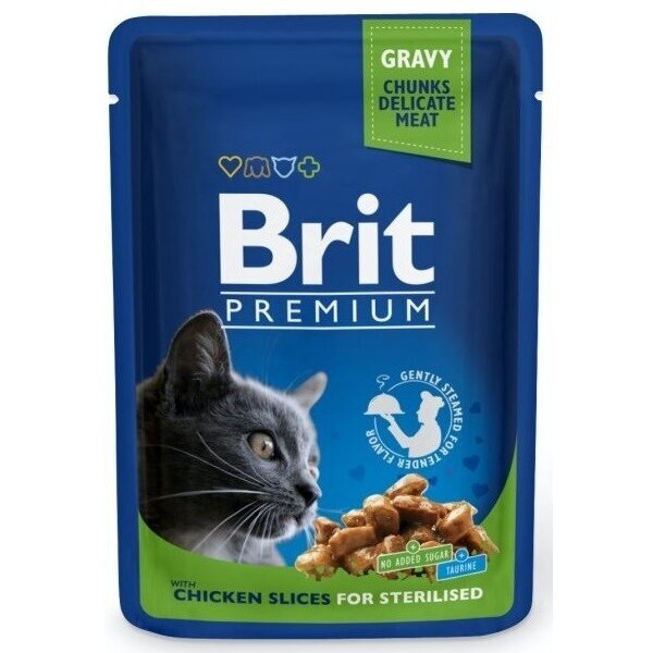 BRIT Premium Cat Chicken Sterilised - šlapias kačių ėdalas - 100 g