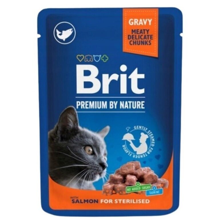BRIT Premium Cat lašiša sterilizuotoms katėms - šlapias kačių ėdalas - 100 g
