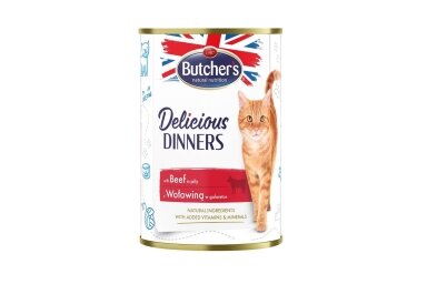 BUTCHER'S Delicious Dinners naudanlihapalat hyytelössä – märkäruoka kissoille – 400 g
