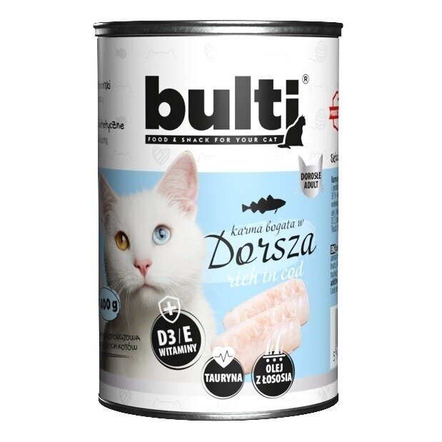 BULTI - šlapias kačių ėdalas su menkėmis - 400 g BULTI - šlapias kačių ėdalas su menkėmis - 400 g
