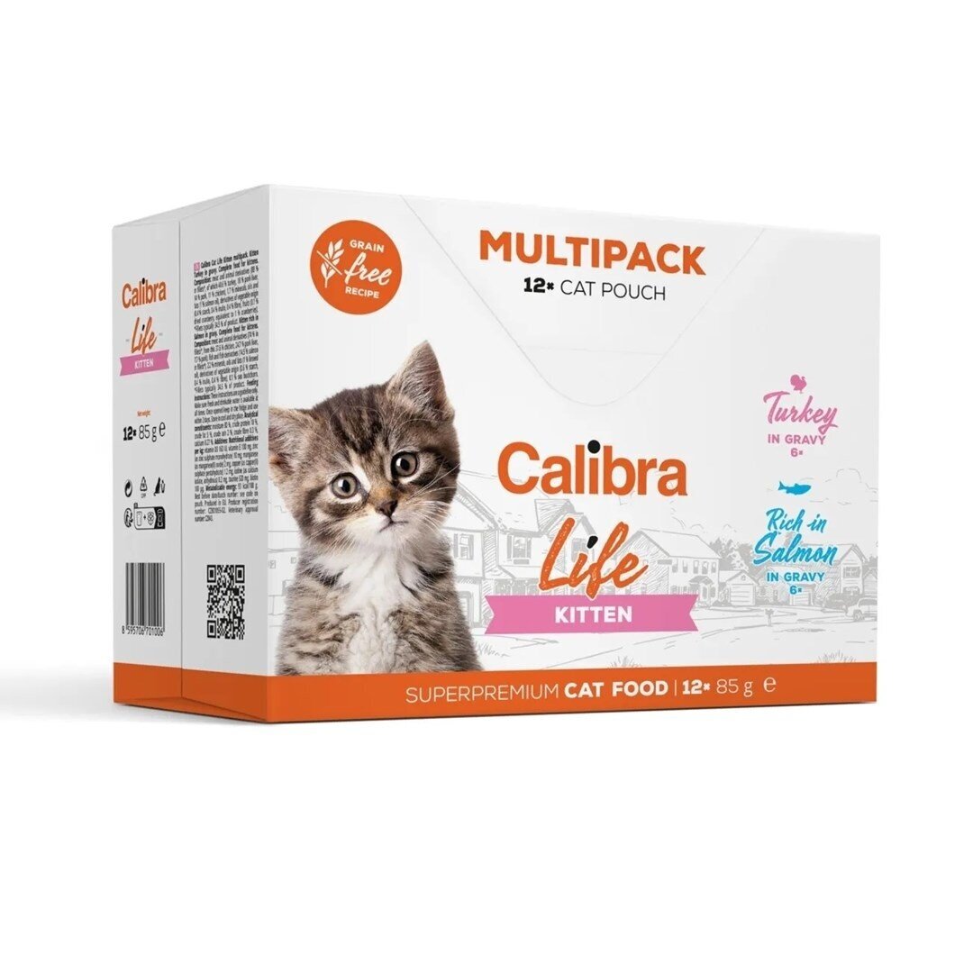 CALIBRA Cat Life maišeliai kačiukams - šlapias kačių ėdalas - 12 x 85 g