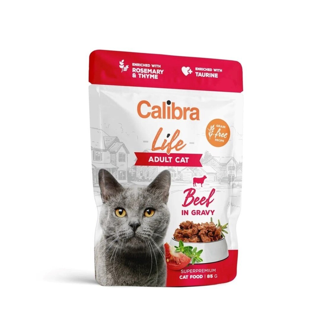 CALIBRA Cat Life suaugusioms katėms skirtas jautienos ėdalas padaže – šlapias kačių ėdalas – 85 g CALIBRA Cat Life suaugusioms katėms skirtas jautienos ėdalas padaže – šlapias kačių ėdalas – 85 g
