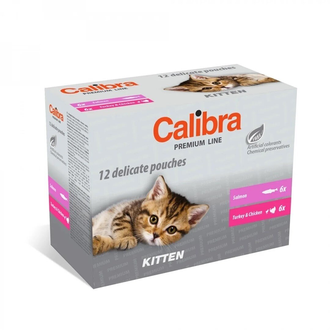 CALIBRA Cat Premium Kitten maišeliai, kelių pakuočių pakuotė – šlapias kačių ėdalas – 12 x 100 g CALIBRA Cat Premium Kitten maišeliai, kelių pakuočių pakuotė – šlapias kačių ėdalas – 12 x 100 g