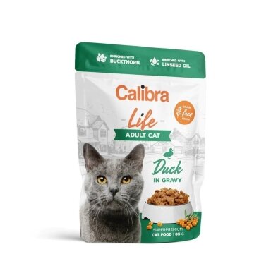 CALIBRA Cat Life suaugusioms katėms skirtas ėdalas su antiena padaže – šlapias kačių ėdalas – 85 g