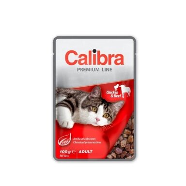 CALIBRA Cat Premium suaugusioms katėms su vištiena ir jautiena - šlapias kačių ėdalas - 100 g