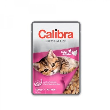 CALIBRA Premium Kitten kalakutienos ir vištienos šlapias kačių ėdalas - 100 g