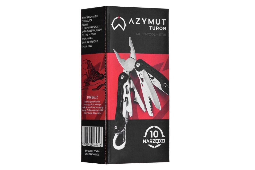 Multitool AZYMUT Turon – 10 narzędzi + karabińczyk + kabura do pasa (H-P224108) 9