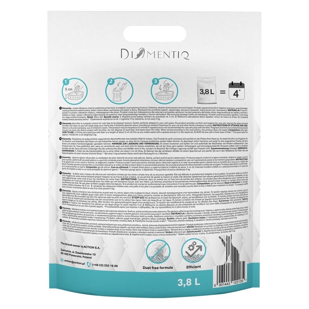 DIAMENTIQ Ocean Breeze – silikoninis kraikas katėms, 3,8 l 1 DIAMENTIQ Ocean Breeze – silikoninis kraikas katėms, 3,8 l 1